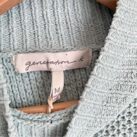 Generation K Womens Cropped Knit Sweater, Pastel Mint, Size M - Picture 3 of 10